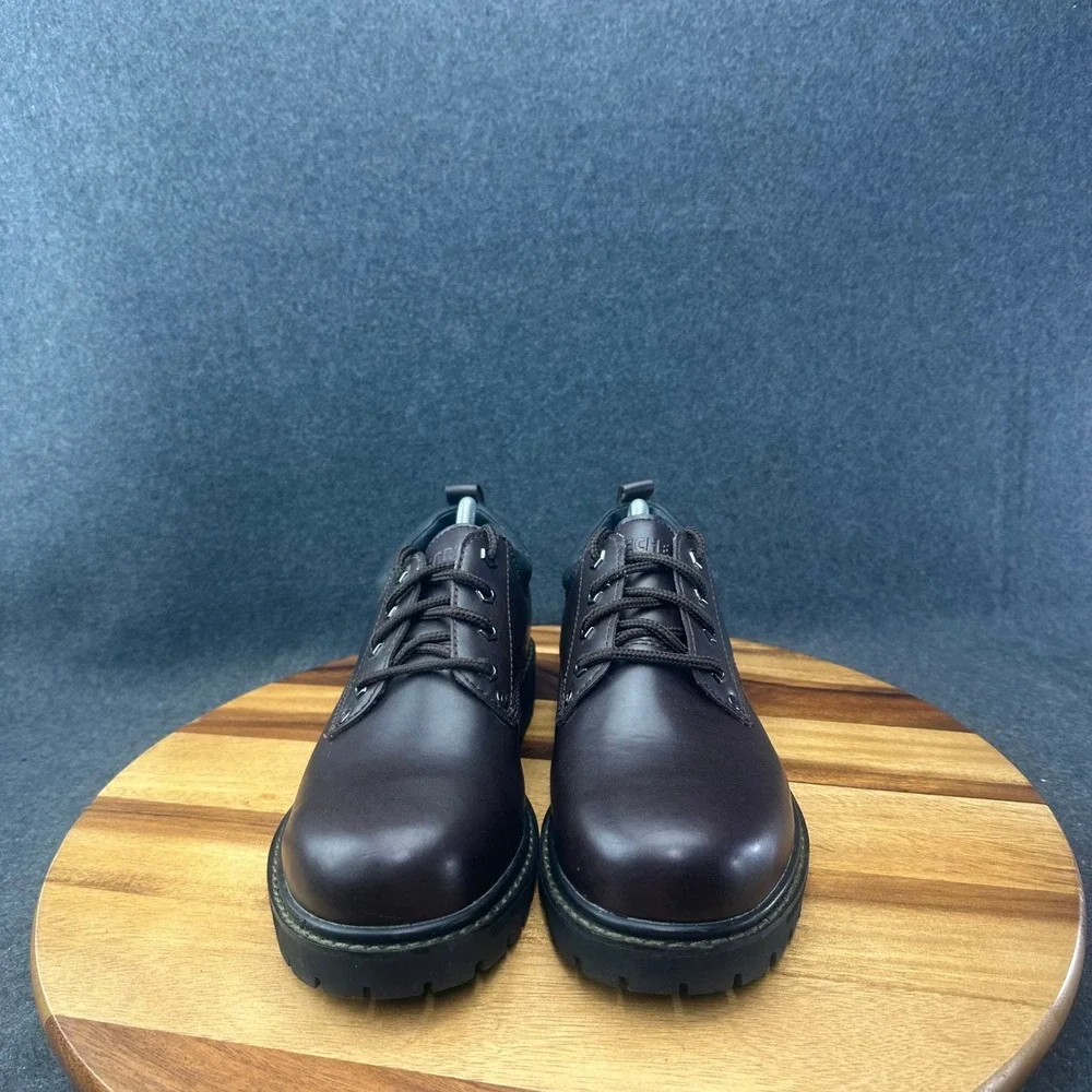 Skechers Men's Alley Cats Oxford Lace Up Work Shoes Brown Leather 7111 Sz 9 Y2K